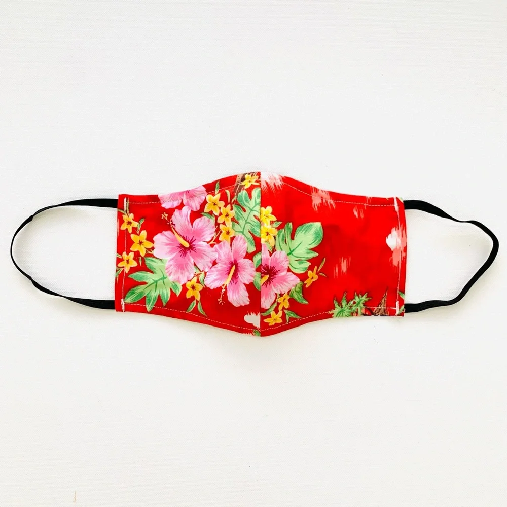 NEW Handmade Red Moment in Paradise Print Face Mask